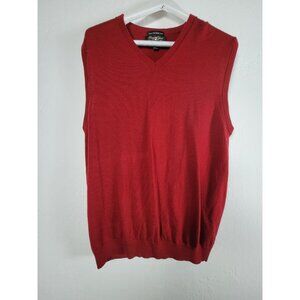 Pronto Uomo Womens XL Red Extra Fine Merino Wool V-Neck Sleeveless Sweater Vest